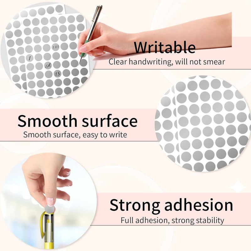 starboling Dot Stickers, 1/2 Inch Silver Circle Labels, 1400pcs Self-Adhesive Writable Color Coding Stickers for Office, Classroom, Garage Sale - Image 3